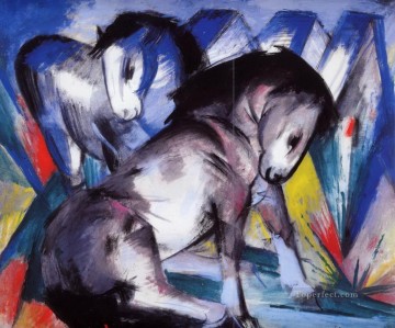 horse cats Painting - Two Horses abstract Franz Marc German